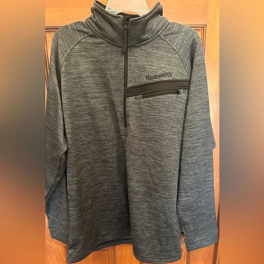 Huntworth Camo Heather Grey Half Zip Jacket. Mens Large